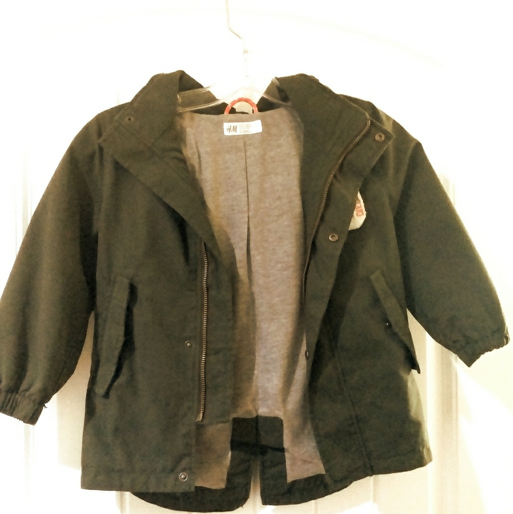 H&M-Girl's sz 4-5Y Cotton Army Green Parker